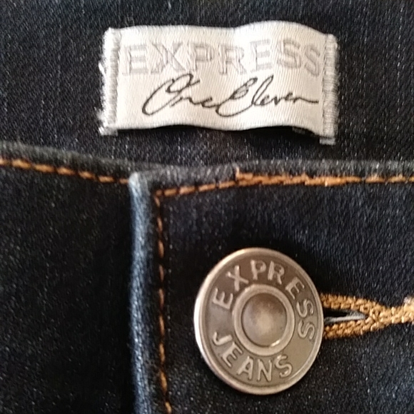 Express One Eleven Mid Rise Legging Jeans 4R Navy Blue - Picture 3 of 14